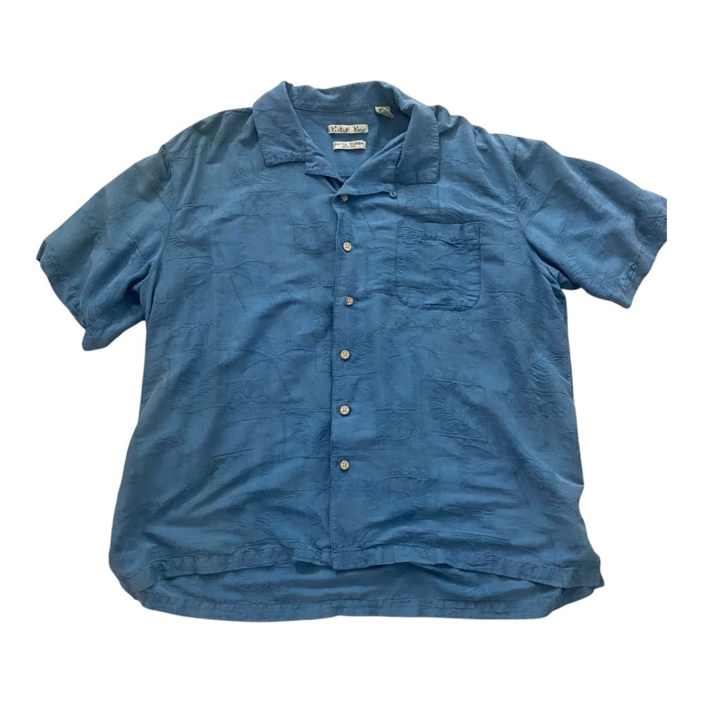 Batik Bay Men’s 100% Washable Silk Button Front Shirt Sz XXL Blue